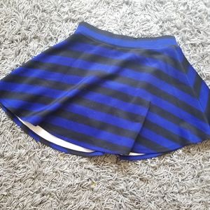 Blue & black striped skater skirt